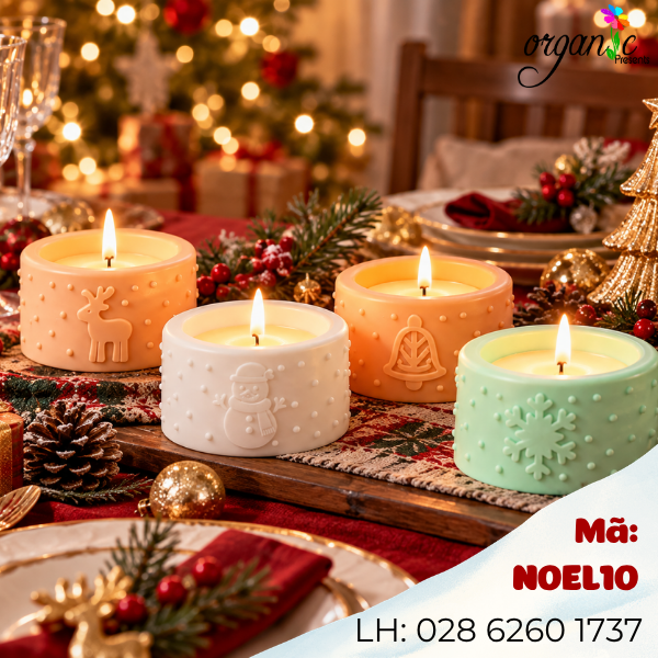KHUÔN SILICON LÀM VỎ ĐỰNG NẾN TEALIGHT HÌNH TUẦN LỘC - NGƯỜI TUYẾT - CHUÔNG - BĂNG (NOEL10)