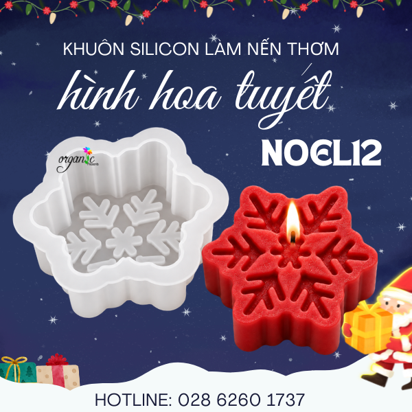 KHUÔN SILICON LÀM NẾN THƠM HÌNH HOA TUYẾT 1 (NOEL12)