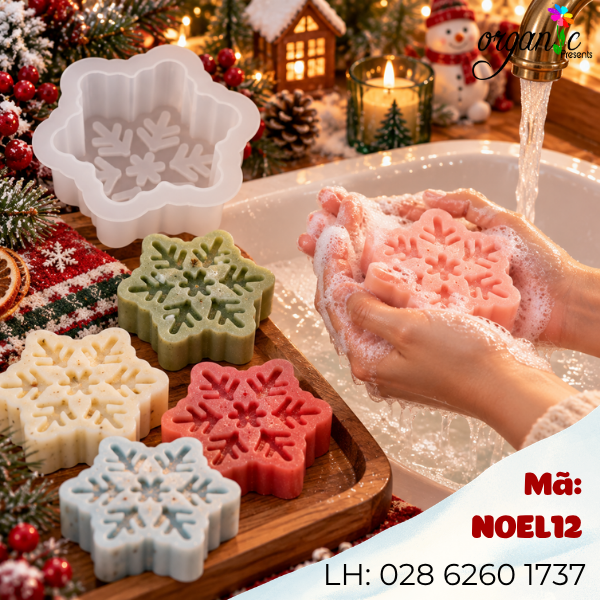 KHUÔN SILICON LÀM NẾN THƠM HÌNH HOA TUYẾT 1 (NOEL12)
