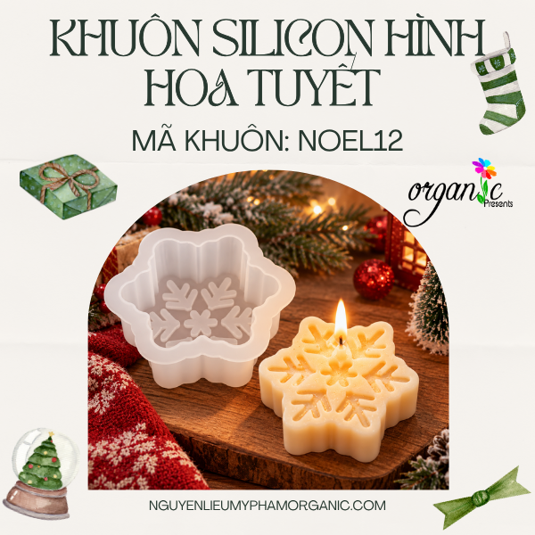 KHUÔN SILICON LÀM NẾN THƠM HÌNH HOA TUYẾT 1 (NOEL12)