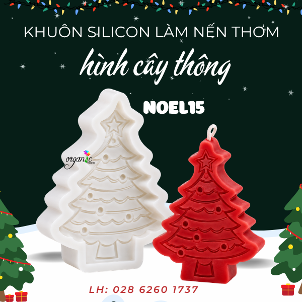 KHUÔN SILICON LÀM NẾN THƠM HÌNH CÂY THÔNG 2 (NOEL15)