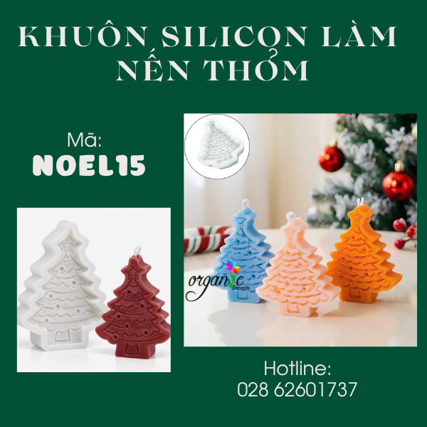 KHUÔN SILICON LÀM NẾN THƠM HÌNH CÂY THÔNG 2 (NOEL15)