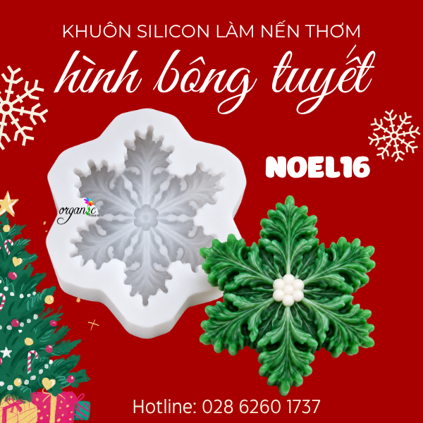 KHUÔN SILICON LÀM NẾN THƠM HÌNH HOA TUYẾT 2 (NOEL16)