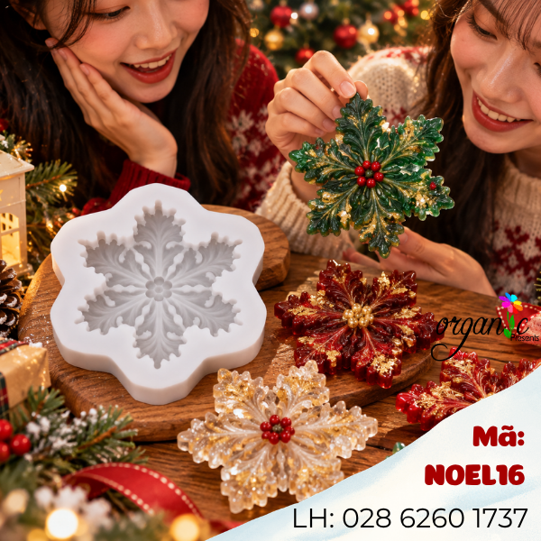 KHUÔN SILICON LÀM NẾN THƠM HÌNH HOA TUYẾT 2 (NOEL16)