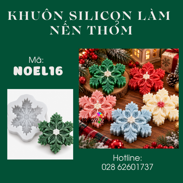KHUÔN SILICON LÀM NẾN THƠM HÌNH HOA TUYẾT 2 (NOEL16)