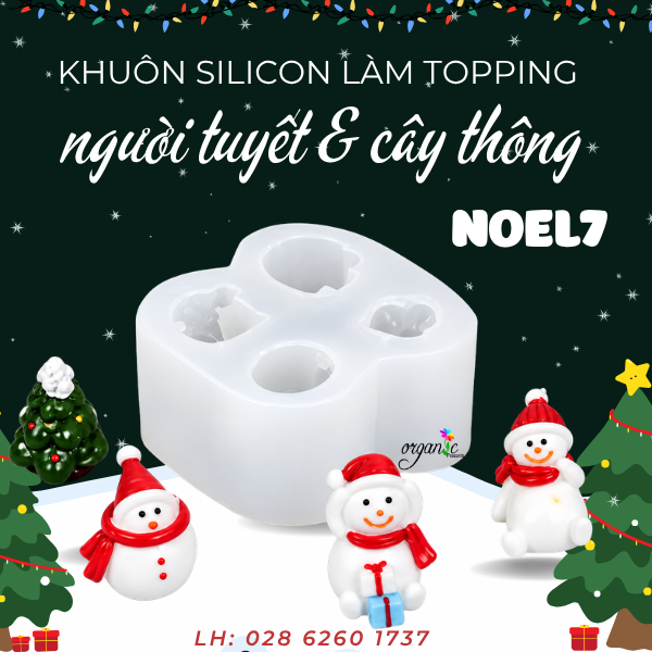 KHUÔN SILICON LÀM TOPPING HÌNH NGƯỜI TUYẾT & CÂY THÔNG (NOEL7)
