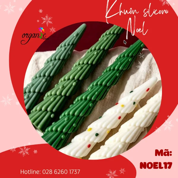 KHUÔN SILICONE LÀM NẾN CÂY THÔNG NOEL DÁNG DÀI (NOEL17)