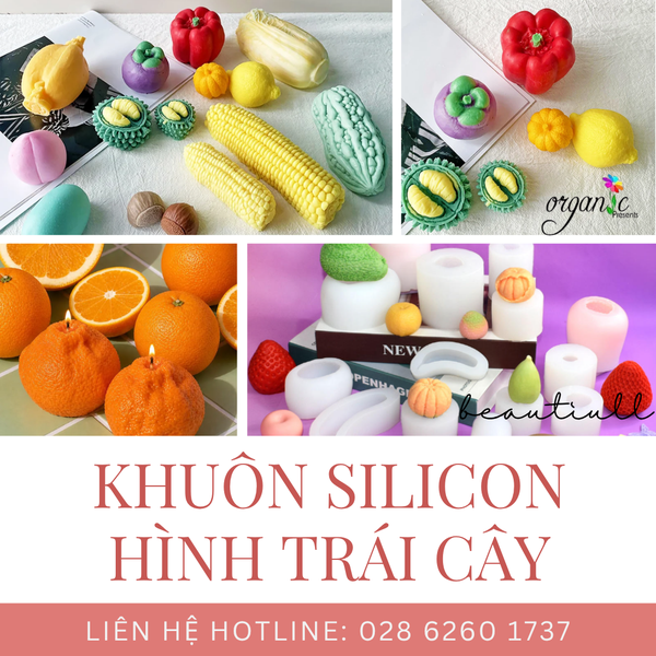 KHUÔN SILICON LÀM NẾN THƠM/ XÀ PHÒNG/ THẠCH CAO HÌNH TRÁI CÂY