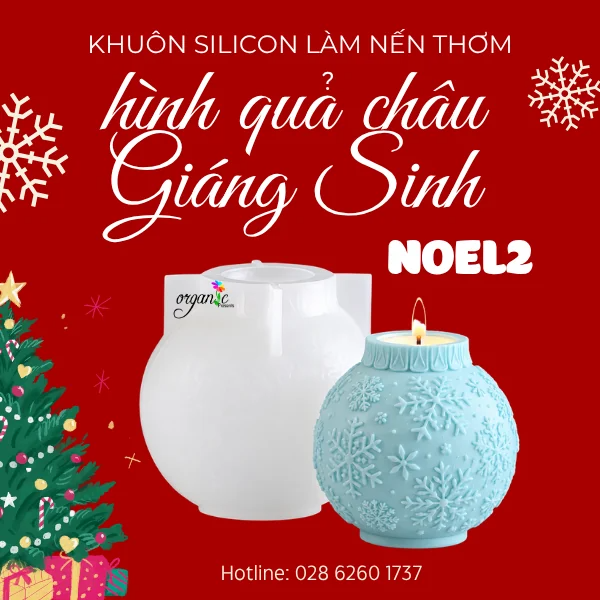 KHUÔN SILICON LÀM NẾN THƠM HÌNH QUẢ CHÂU GIÁNG SINH (NOEL2)