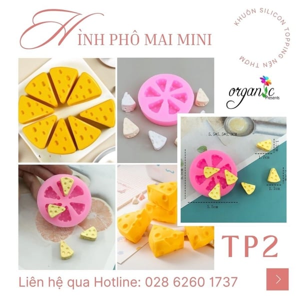 KHUÔN SILICON TOPPING HÌNH PHÔ MAI (TP2)