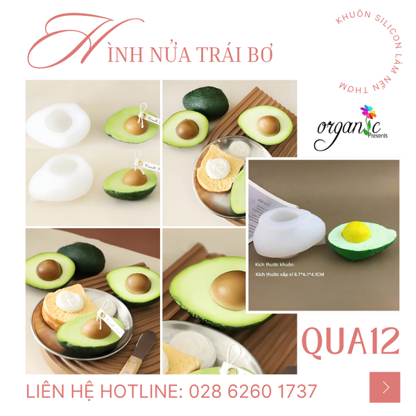 KHUÔN SILICON LÀM NẾN THƠM/ XÀ PHÒNG/ THẠCH CAO HÌNH TRÁI CÂY