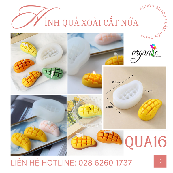 KHUÔN SILICON LÀM NẾN THƠM/ XÀ PHÒNG/ THẠCH CAO HÌNH TRÁI CÂY