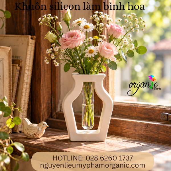 KHUÔN SILICON LÀM THẠCH CAO HÌNH BÌNH HOA CỔ LOE CÁCH ĐIỆU - KÈM ỐNG NHỰA (BH11)