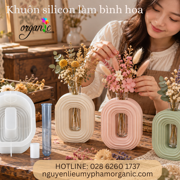 KHUÔN SILICON LÀM BÌNH HOA OVAL GÂN NỔI - KÈM ỐNG NHỰA (BH10)