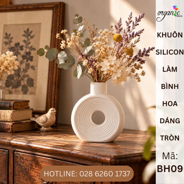 KHUÔN SILICON LÀM BÌNH HOA TRÒN GÂN NỔI (BH09)
