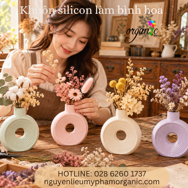 KHUÔN SILICON LÀM BÌNH HOA TRÒN GÂN NỔI (BH09)