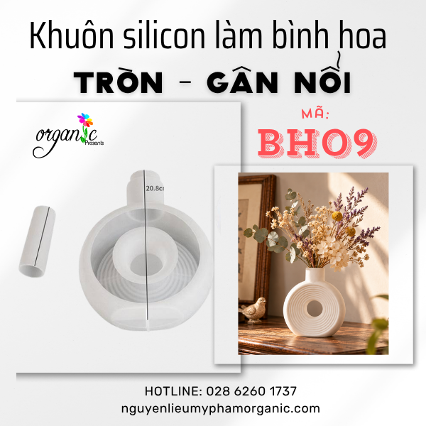 KHUÔN SILICON LÀM BÌNH HOA TRÒN GÂN NỔI (BH09)
