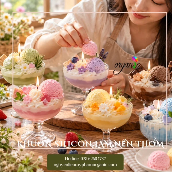 KHUÔN SILICONE LÀM NẾN THƠM HÌNH VIÊN KEM LỚN (KEM01)
