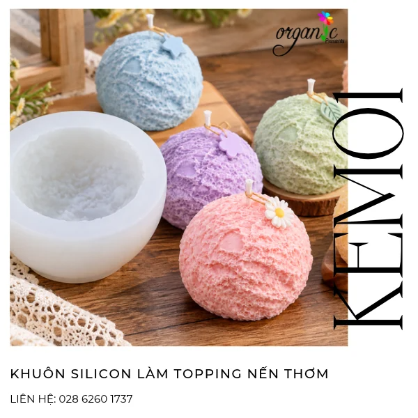 KHUÔN SILICONE LÀM NẾN THƠM HÌNH VIÊN KEM LỚN (KEM01)
