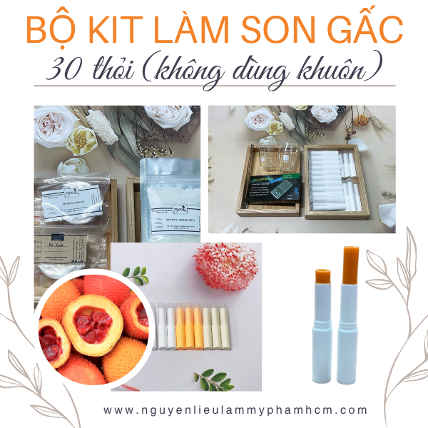 [KHỞI NGHIỆP] BỘ KIT LÀM 30 THỎI SON DƯỠNG MÔI THIÊN NHIÊN VỚI DẦU GẤC (KHÔNG DÙNG KHUÔN)