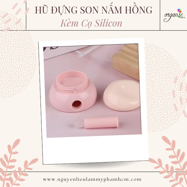 HŨ ĐỰNG SON NẤM HỒNG KÈM CỌ SILICONE