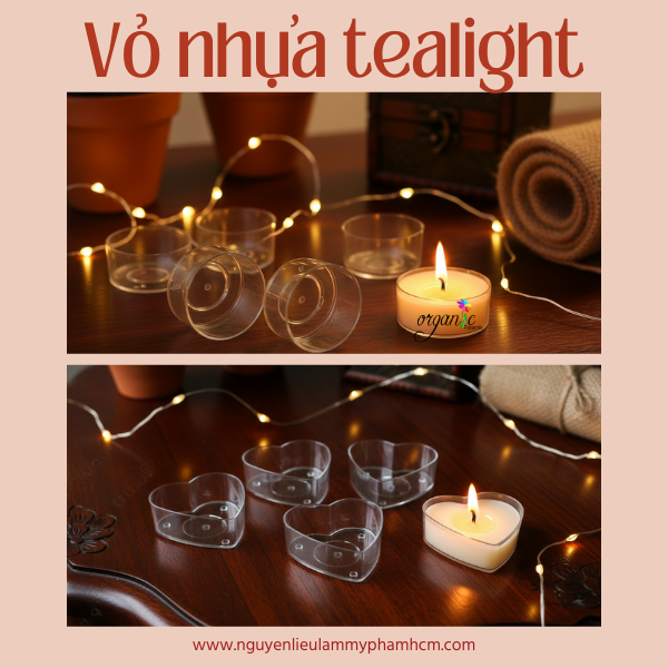 VỎ NHỰA LÀM NẾN TEALIGHT (KÈM TIM BẤC BẤM ĐẾ) (HÌNH HOA)