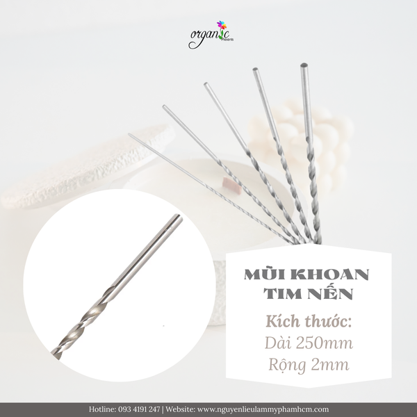 MŨI KHOAN TIM NẾN BẰNG TAY 2MM