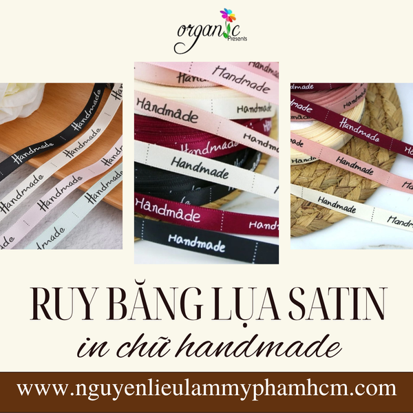 RUY BĂNG LỤA SATIN IN CHỮ HANDMADE (ĐỎ RƯỢU - RBL04)