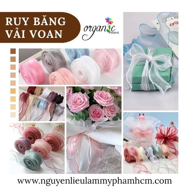 RUY BĂNG VOAN VIỀN SÓNG GÓI HOA NẾN (MÀU ĐỎ ĐÔ - RBV01)