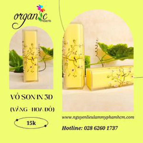 VỎ SON HANDMADE (IN 3D - MÀU VÀNG HOA ĐỎ)