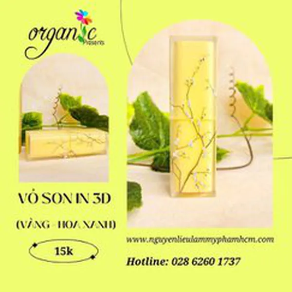 VỎ SON HANDMADE (IN 3D - MÀU VÀNG HOA XANH)