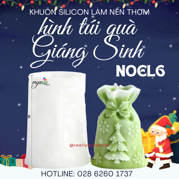KHUÔN SILICON LÀM ĐẾ NẾN TEALIGHT HÌNH TÚI QUÀ (NOEL6)