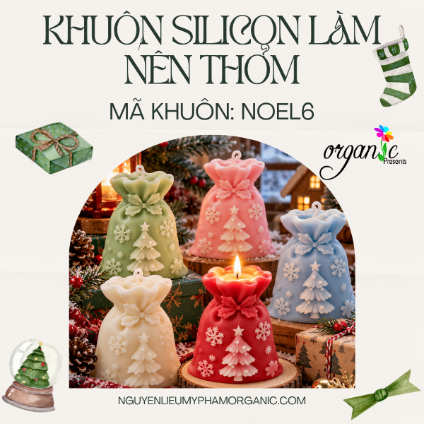 KHUÔN SILICON LÀM ĐẾ NẾN TEALIGHT HÌNH TÚI QUÀ (NOEL6)