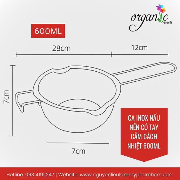 NỒI INOX NẤU NẾN CÓ TAY CẦM CÁCH NHIỆT 600ML