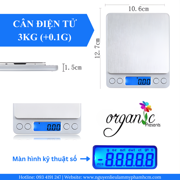 CÂN ĐIỆN TỬ 3KG (+0,1G)