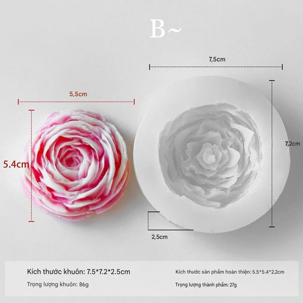 KHUÔN SILICON LÀM NẾN THƠM HÌNH HOA MẪU ĐƠN 5 (H23)