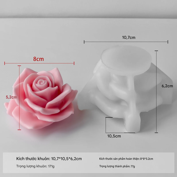 KHUÔN SILICON LÀM NẾN THƠM HÌNH HÌNH HOA HỒNG 6 (H25)