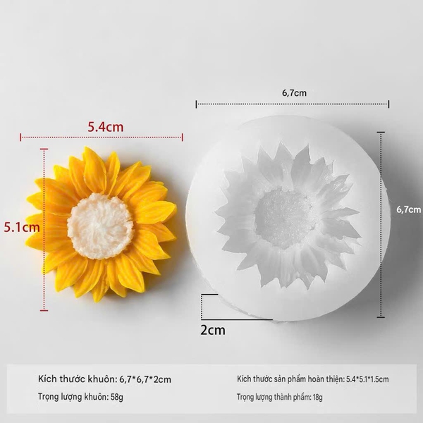 KHUÔN SILICON LÀM NẾN THƠM HÌNH HOA HƯỚNG DƯƠNG 2 (H26)