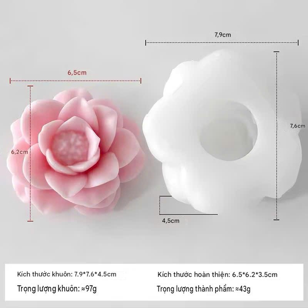 KHUÔN SILICON LÀM NẾN THƠM HÌNH HOA HỒNG TRÀ 2 (H31)