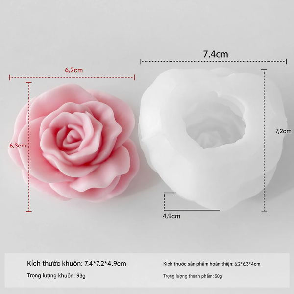 KHUÔN SILICON LÀM NẾN THƠM HÌNH HOA HỒNG 7 (H34)