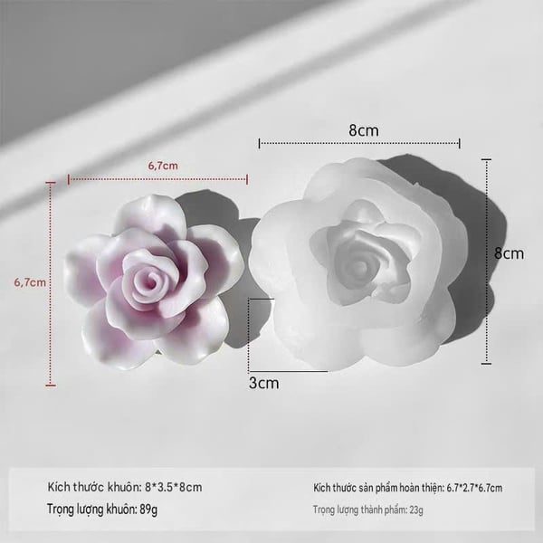 KHUÔN SILICON LÀM NẾN THƠM HÌNH HOA HỒNG XÒE 5 CÁNH (H36)