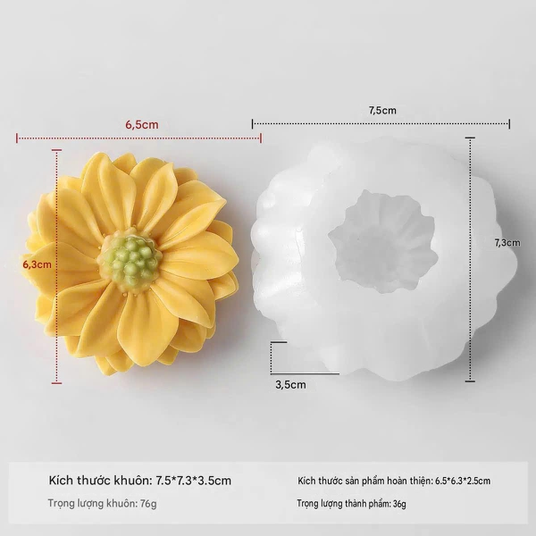KHUÔN SILICON LÀM NẾN THƠM HÌNH HOA CÚC HUÂN CHƯƠNG (H47)