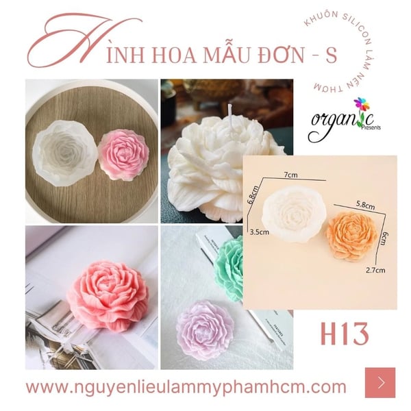 KHUÔN SILICON LÀM NẾN THƠM HÌNH HOA MẪU ĐƠN (H13)