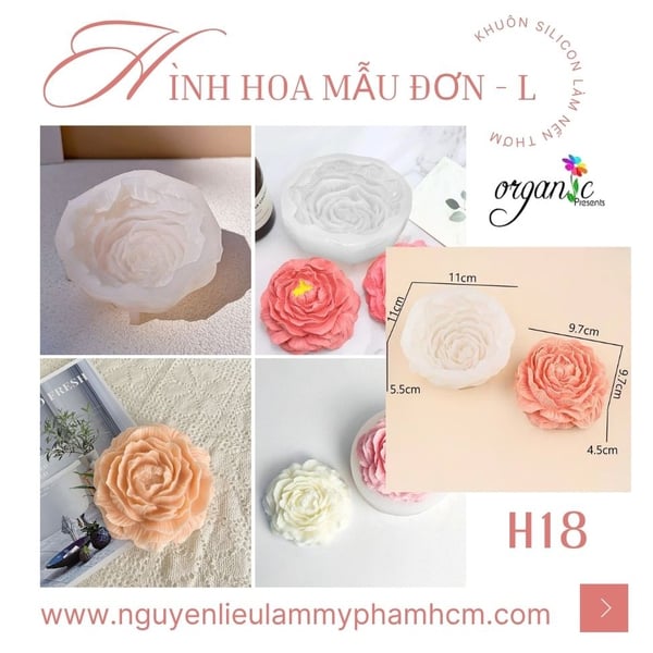 KHUÔN SILICON LÀM NẾN THƠM HÌNH HOA MẪU ĐƠN (H18)