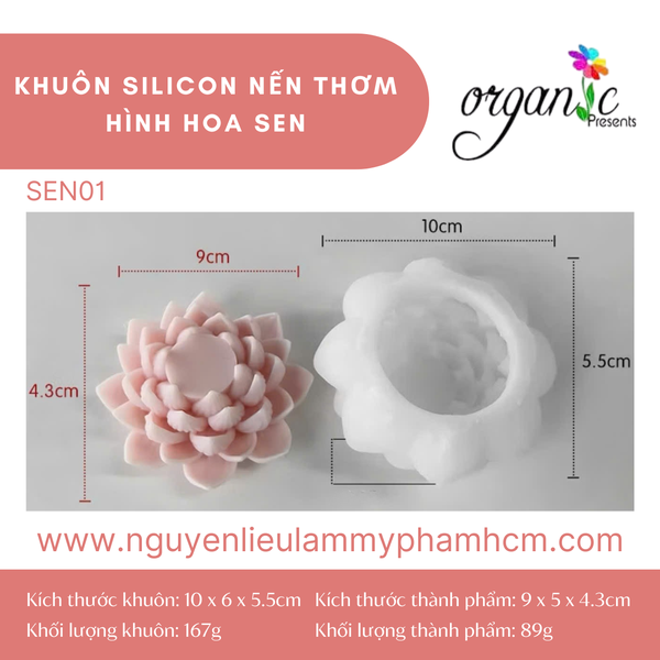 KHUÔN SILICON LÀM NẾN THƠM HÌNH HOA SEN 1 (SEN01)