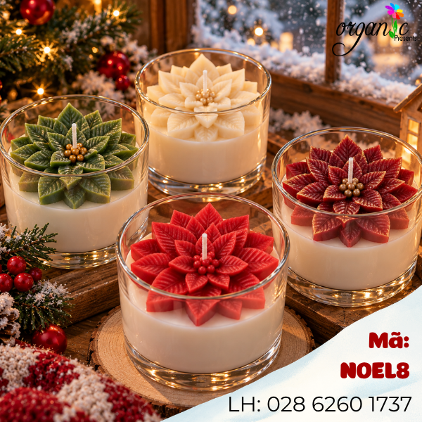 KHUÔN SILICON LÀM NẾN THƠM HÌNH HOA GIÁNG SINH CÁCH ĐIỆU (NOEL8)