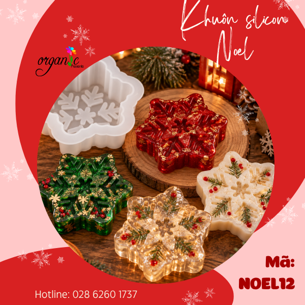 KHUÔN SILICON LÀM NẾN THƠM HÌNH HOA TUYẾT 1 (NOEL12)