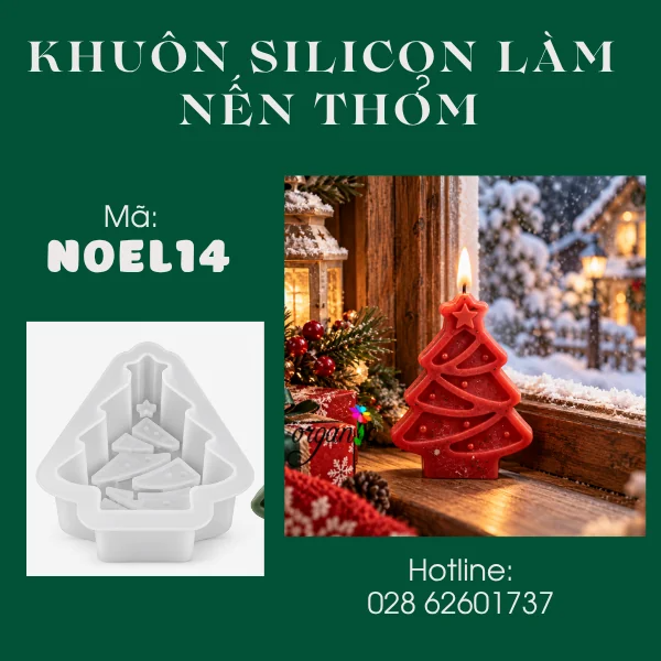 KHUÔN SILICON LÀM NẾN THƠM HÌNH CÂY THÔNG (NOEL14)