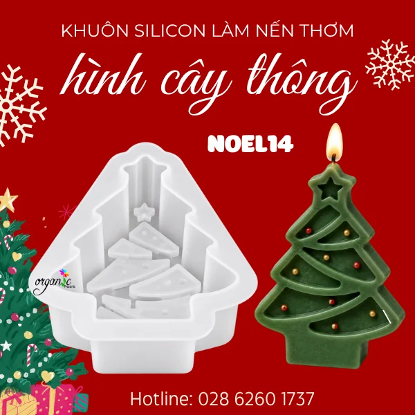 KHUÔN SILICON LÀM NẾN THƠM HÌNH CÂY THÔNG (NOEL14)