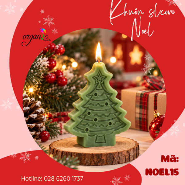 KHUÔN SILICON LÀM NẾN THƠM HÌNH CÂY THÔNG 2 (NOEL15)